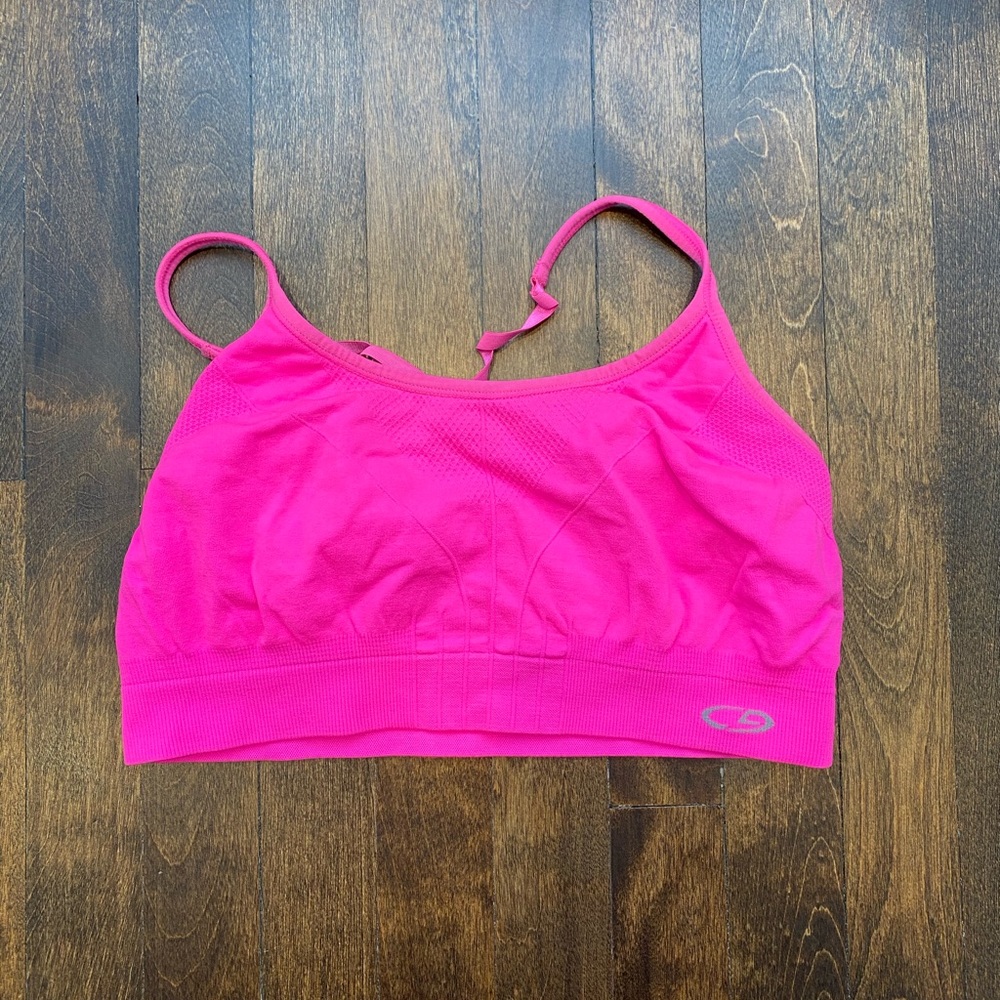 Champions neon pink sports bra